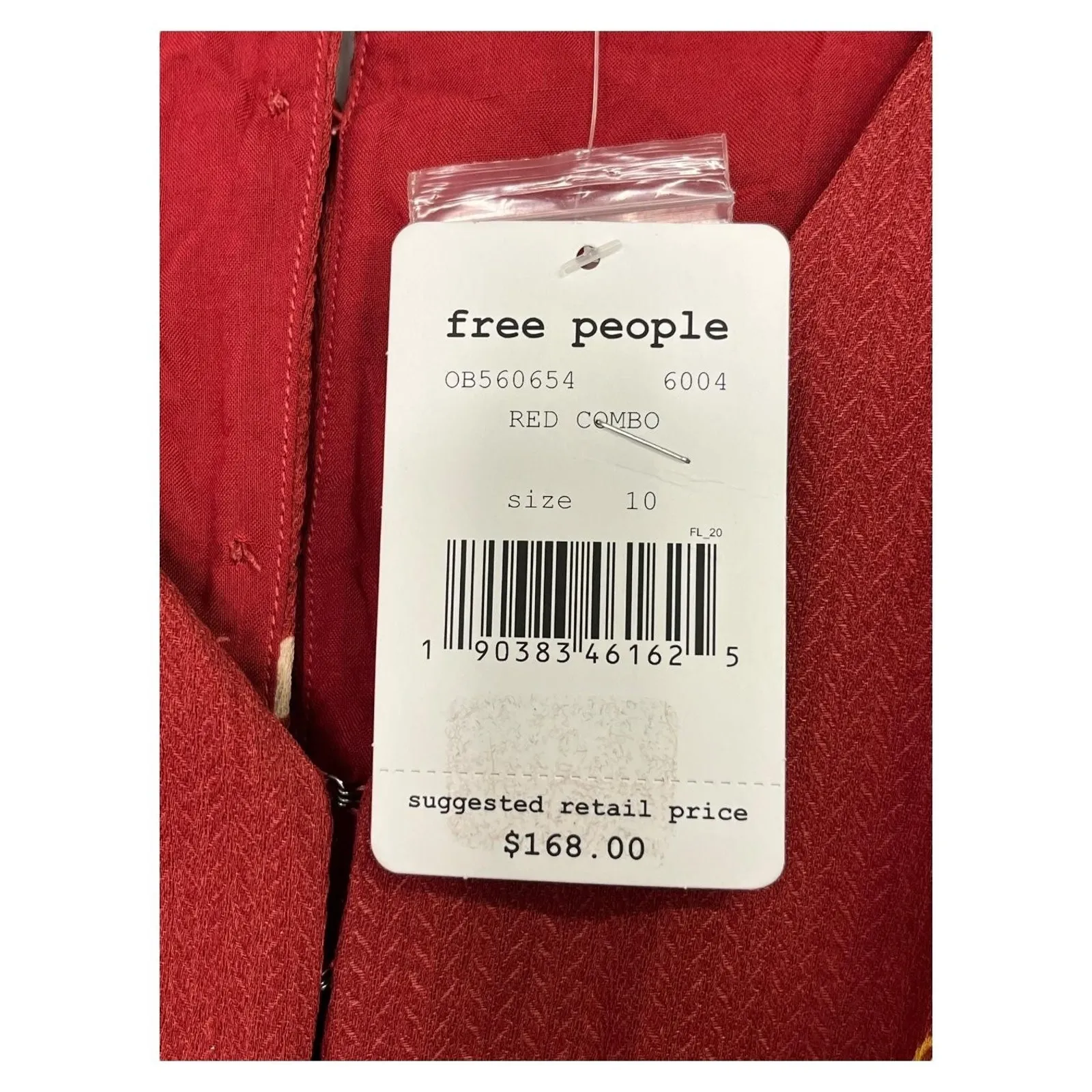 Free People Dress Womens 10 Red Floral Tiered V Neck Belted Maxi Boho - Image 10