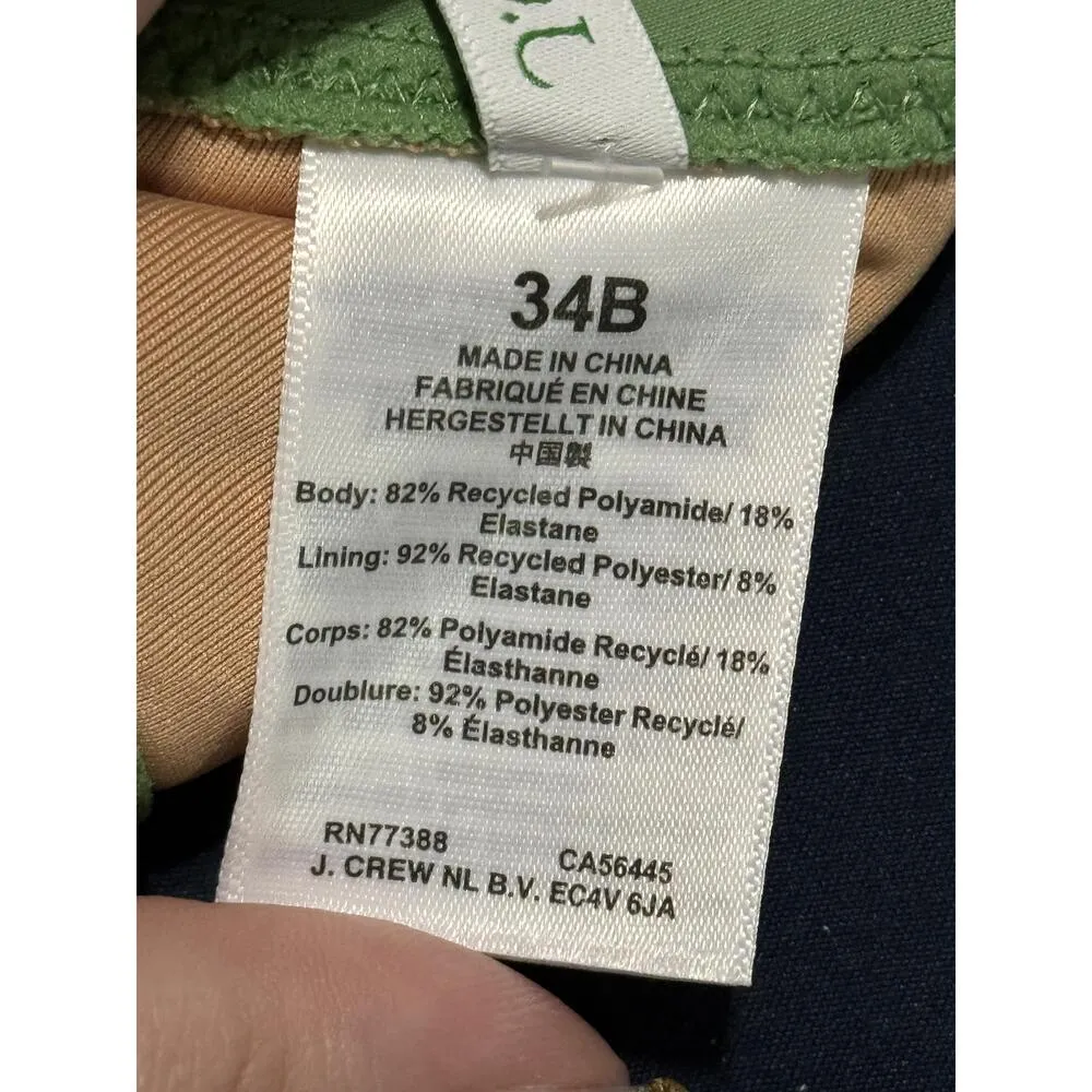 NWT J. Crew Balconette Underwire Bikini Top Swimwear BX612 Green Womens Size 34B - Image 6