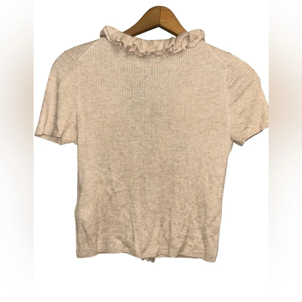 J. Crew Silk-blend ruffle tie-front sweater-top - Image 2