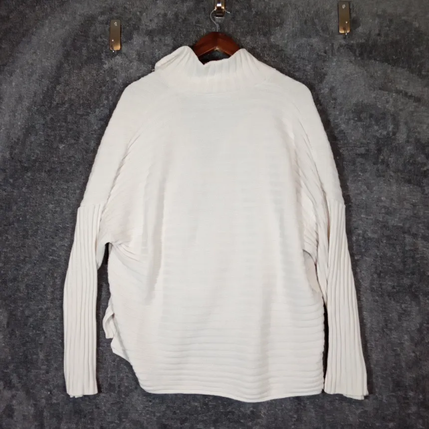 Bryn Walker Sweater Womens XL Oversized Cream Ribbed Relaxed Cardigan Hi Low - Image 5