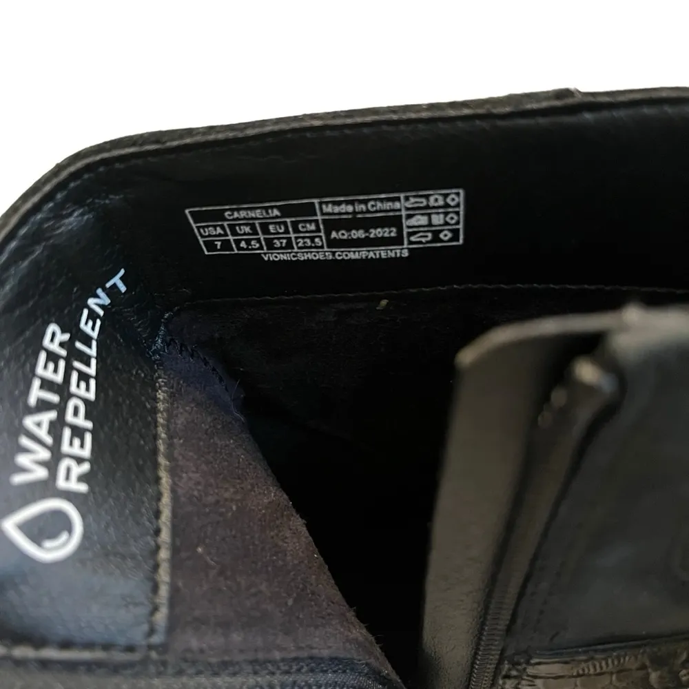 NWOT, Vionic Carnelia Ankle Boots - Black - Water Repellant Leather, Sz 7 - Image 14