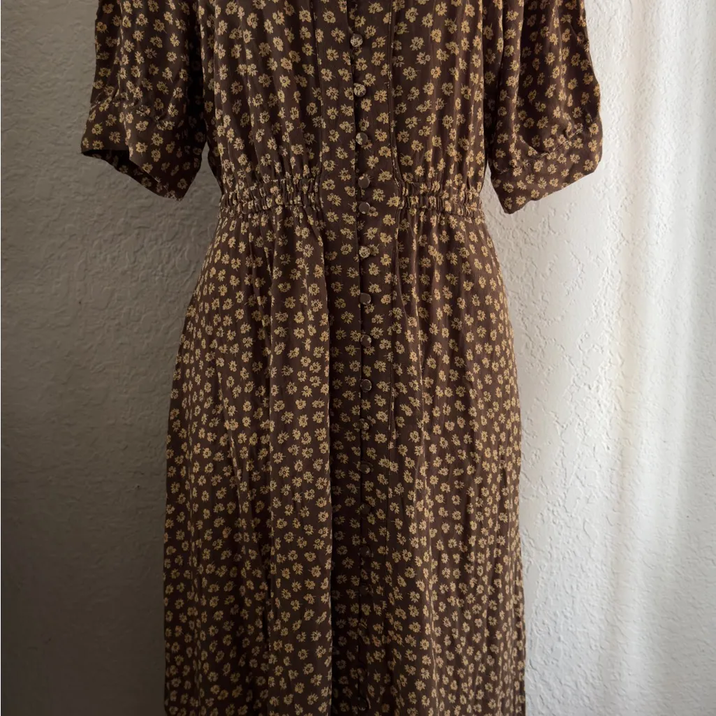 Madewell Button-Cuff Midi Dress in Woodcut Flowers size 14 Bohemian , casual - Image 13