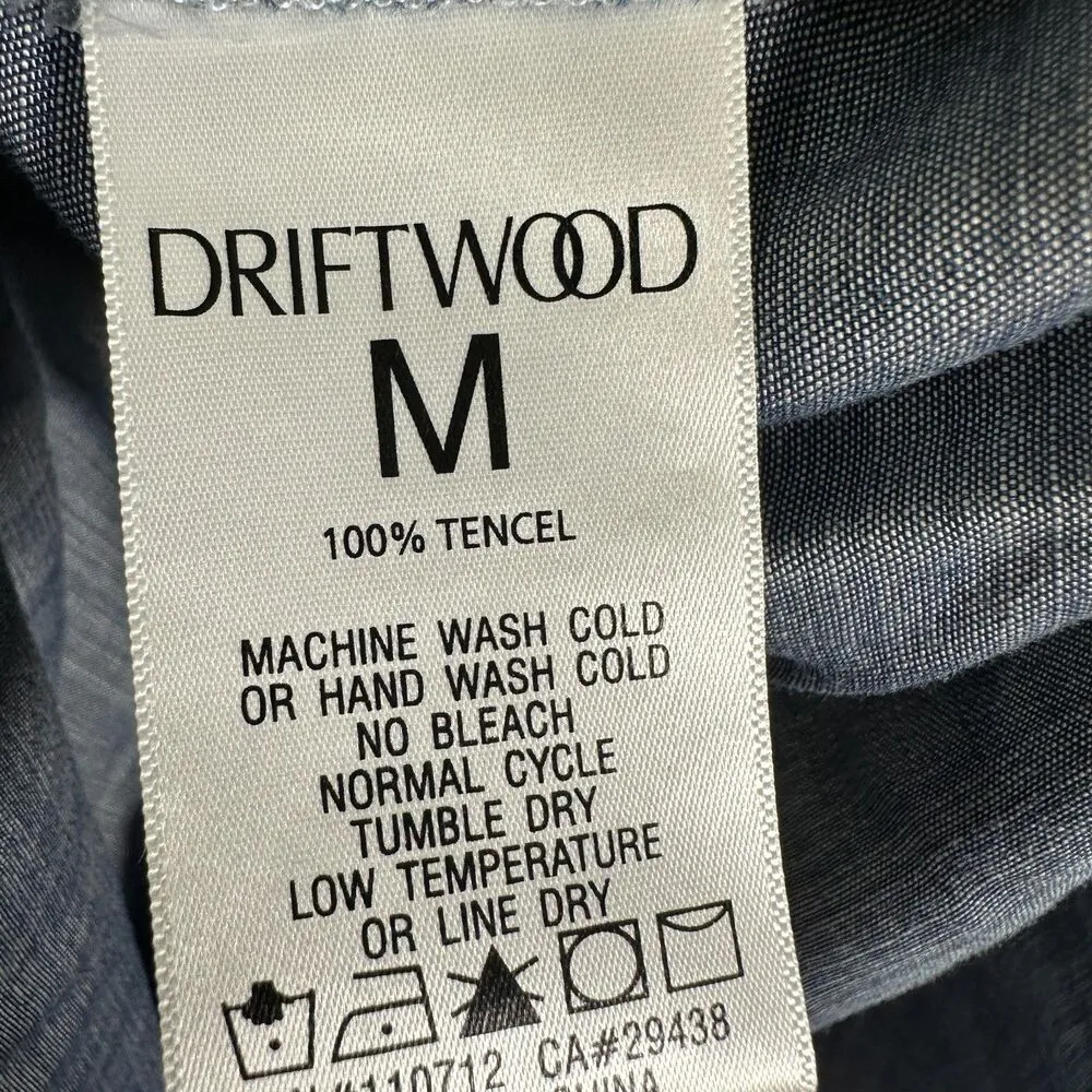 Driftwood Embroidered Button Chambray Denim Lana Shirt Ocean Dusk Size Medium - Image 4