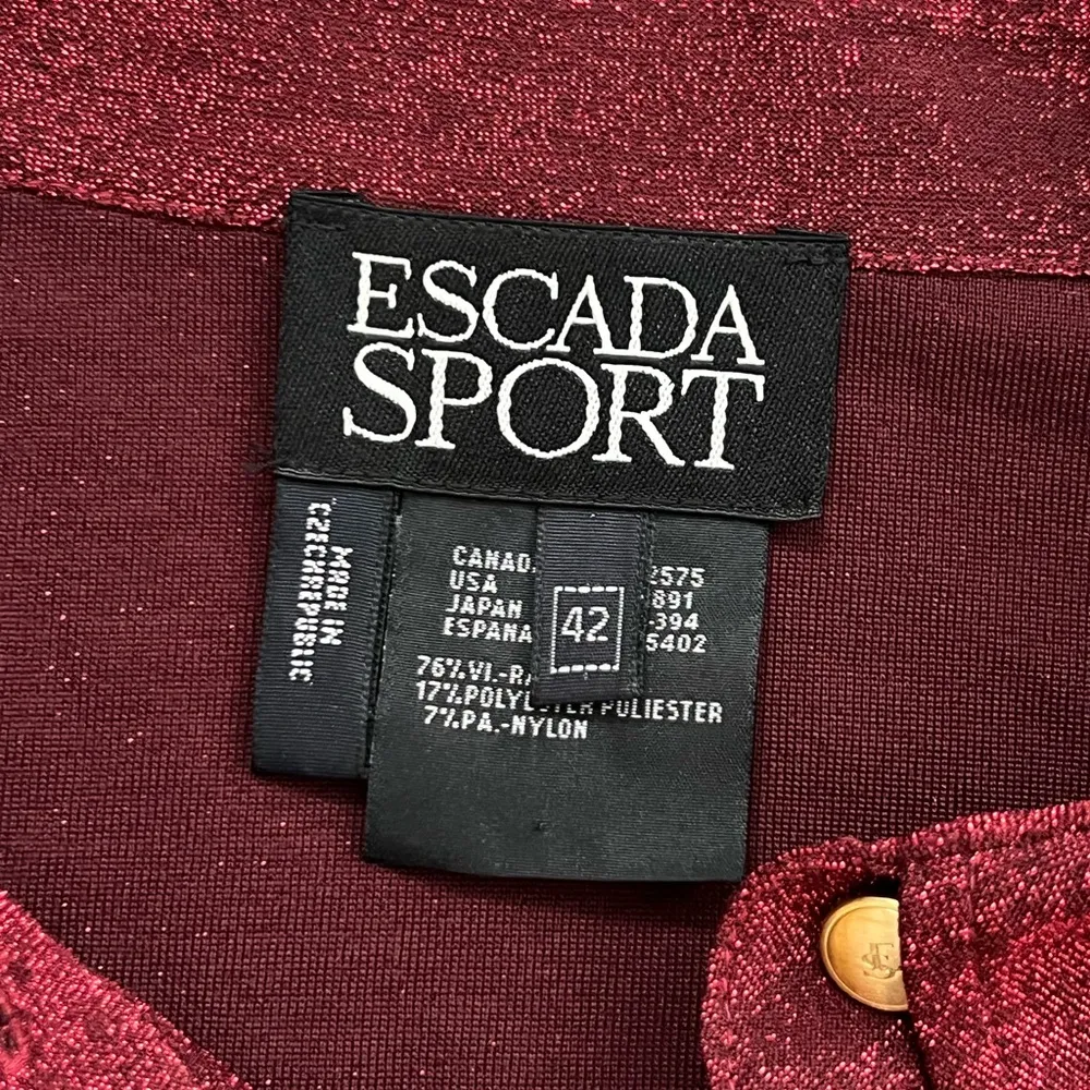 Vintage Escada Sport *flaw 2 Piece Metallic Shimmer Blouse Set | Red | 42/L Size L - Image 5