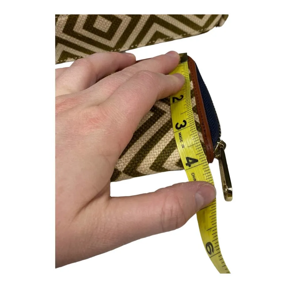 Spartina 449 Geometric Green/ Cream Leather and Linen Crossbody Bag with Wallet - Image 65