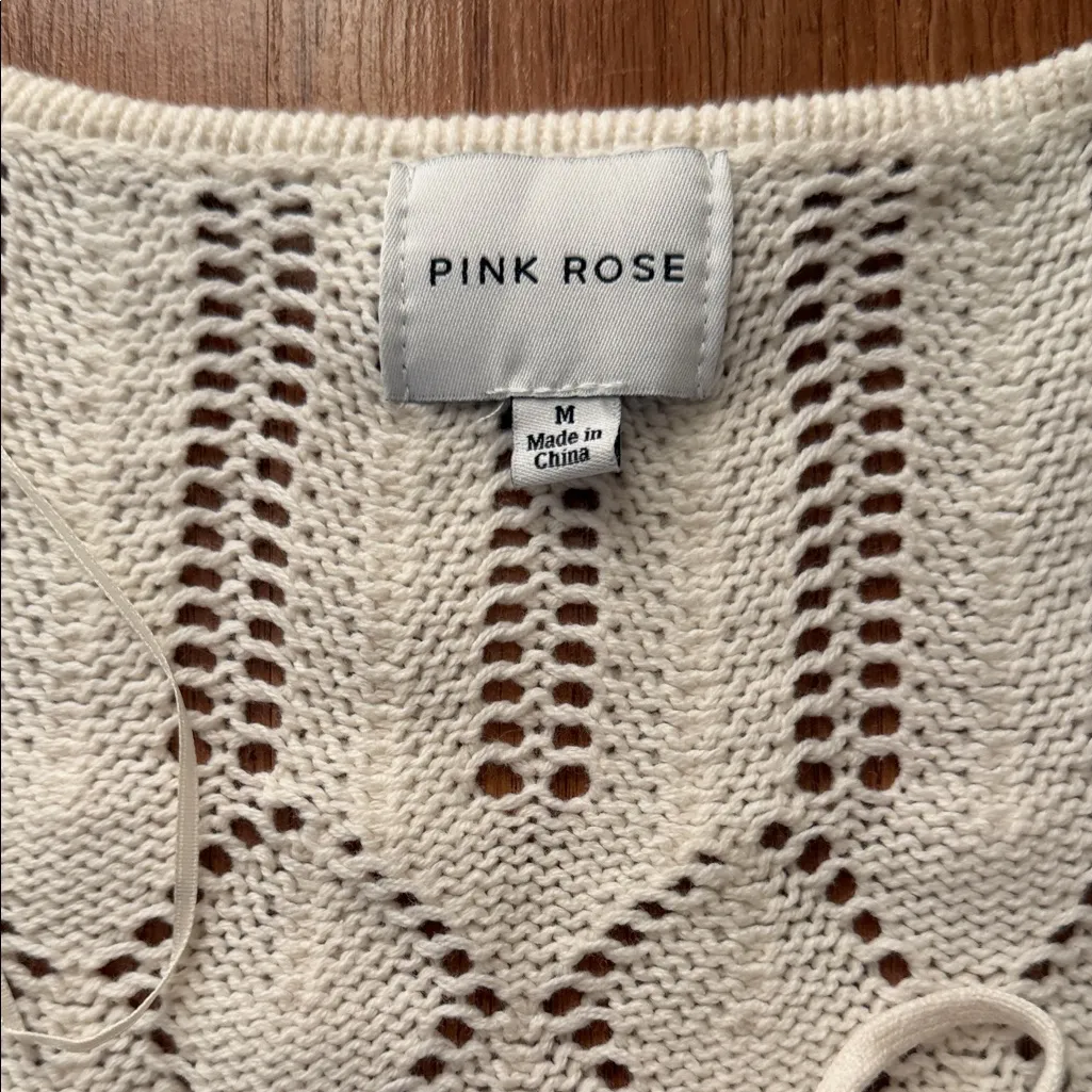 Pink Rose Cream Knit Cardigan - Image 5