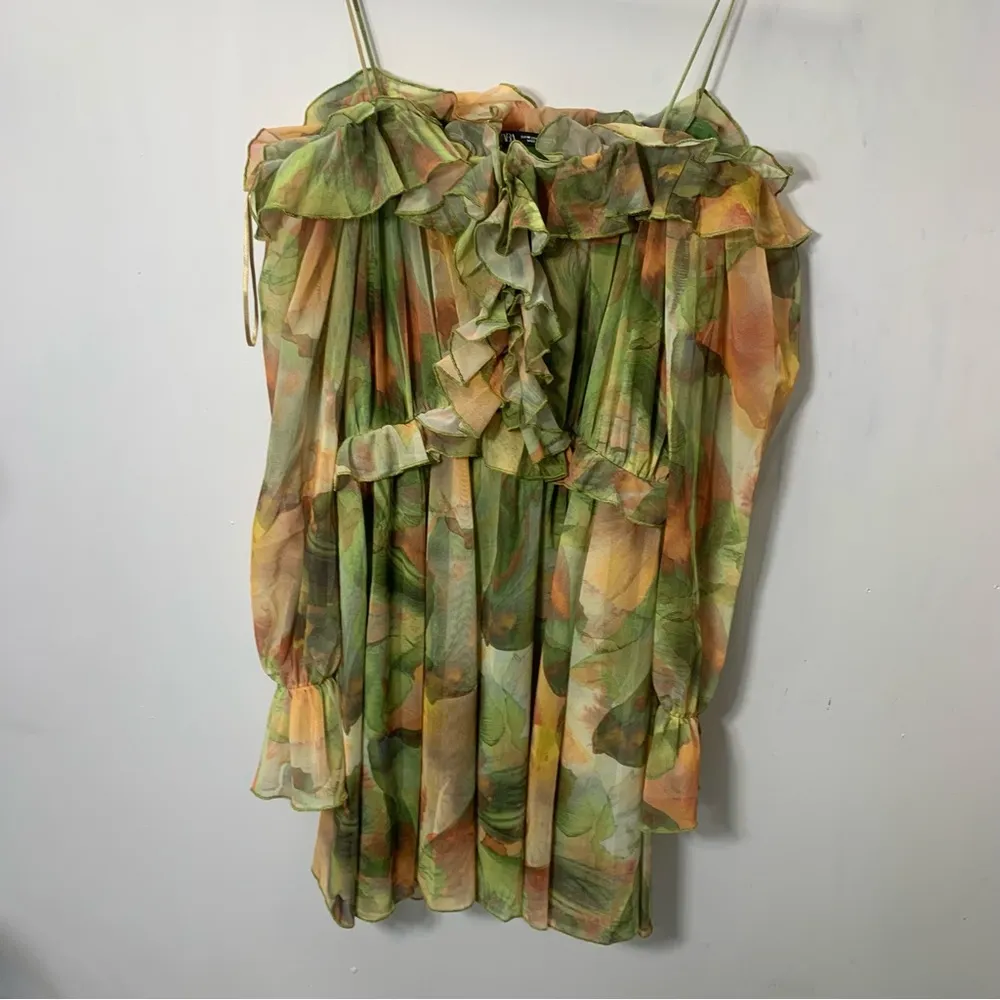 ZARA NEW OFF SHOULDER FLORAL MINI DRESS SZ M - Image 5