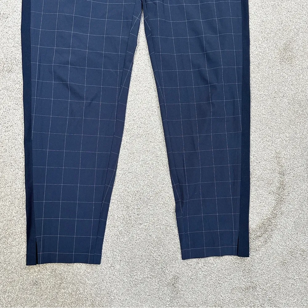 Athleta Women’s Brooklyn Textured Ankle Pants Pull On Travel Navy Windowpane 6 - Image 6