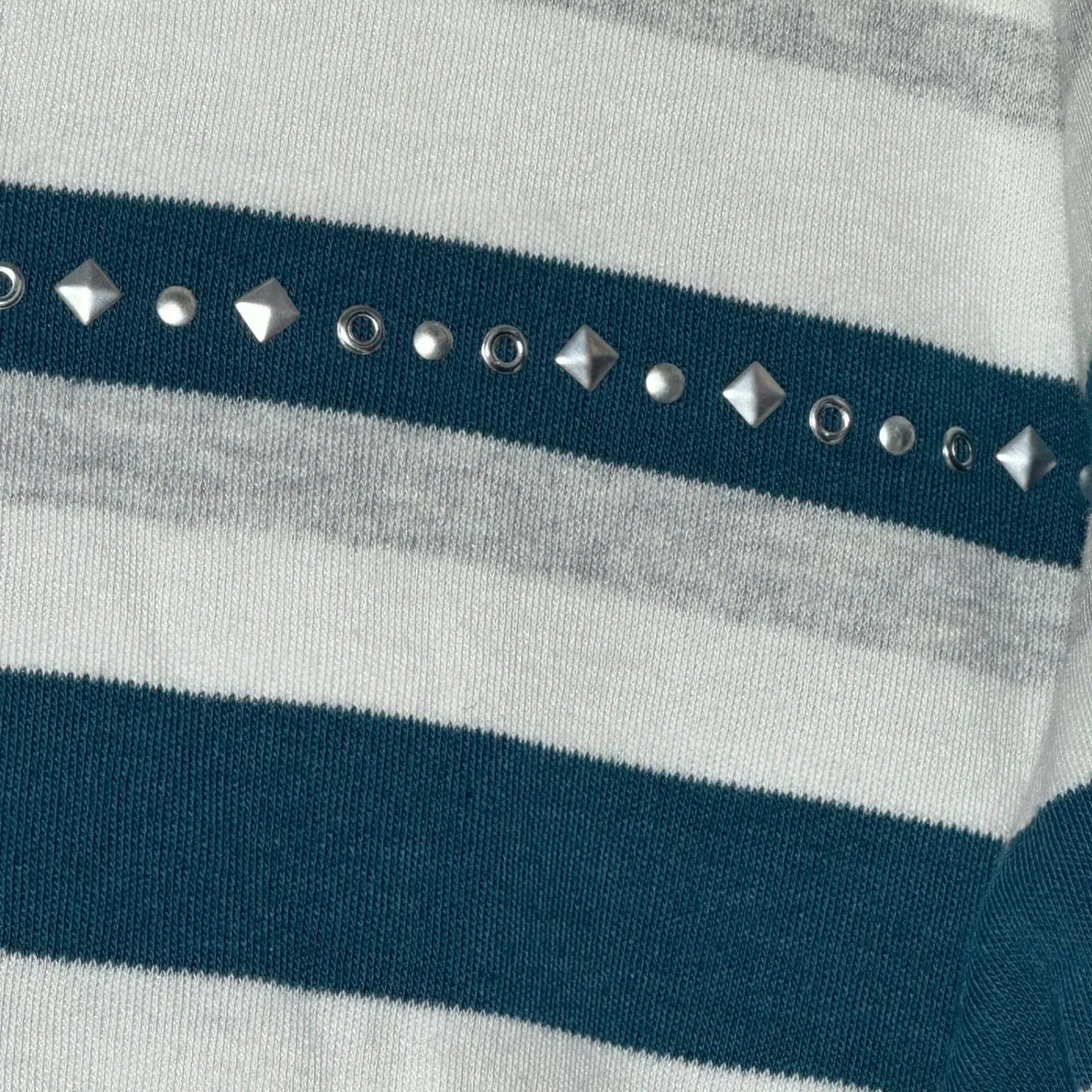 Alfred Dunner Striped 3/4 Sleeve V Neck Top Stud Embellished Women's Size Small - Image 7