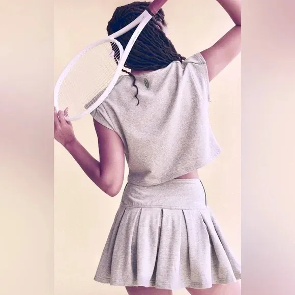 NEW SET! Free People Movement HOME BASE Cap-Sleeve Top Skirt Set GRAY Size SMALL - Image 9