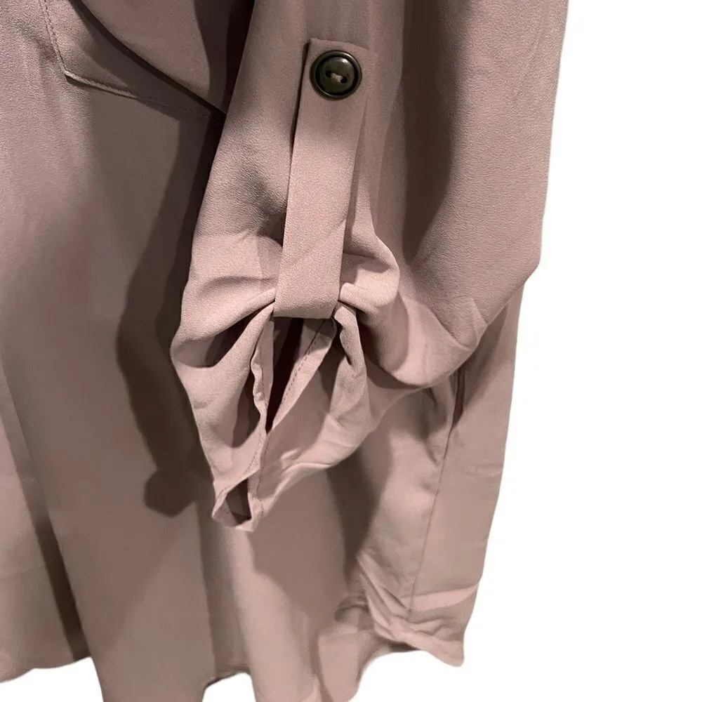 Lush NWT lilac/grey sheer tunic blouse small with v-neck - Image 2