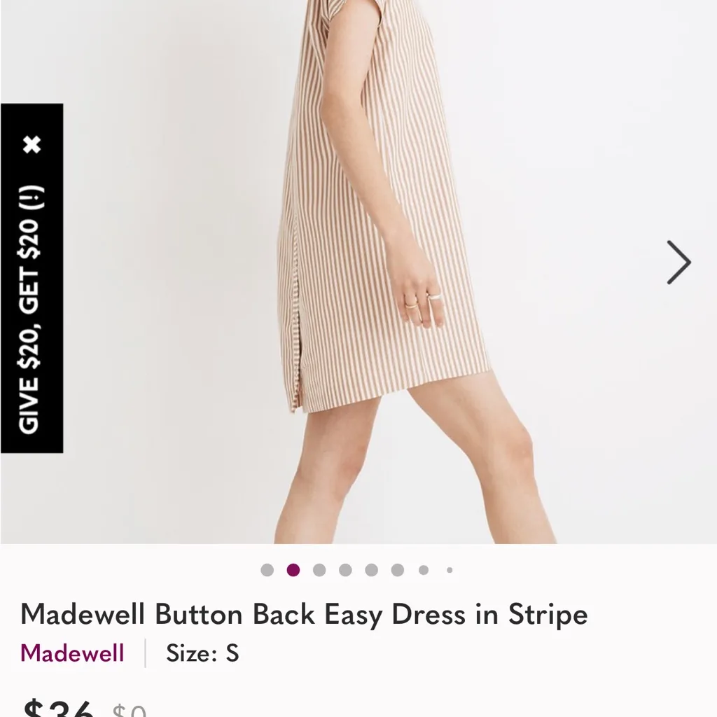 Madewell Button Back Easy Dress in Stripe XS - Image 2