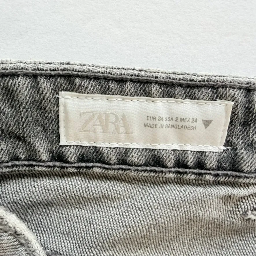 Zara Grey Straight Leg Jeans High-Rise Relaxed Fit Size 34 / US 2 - Image 5