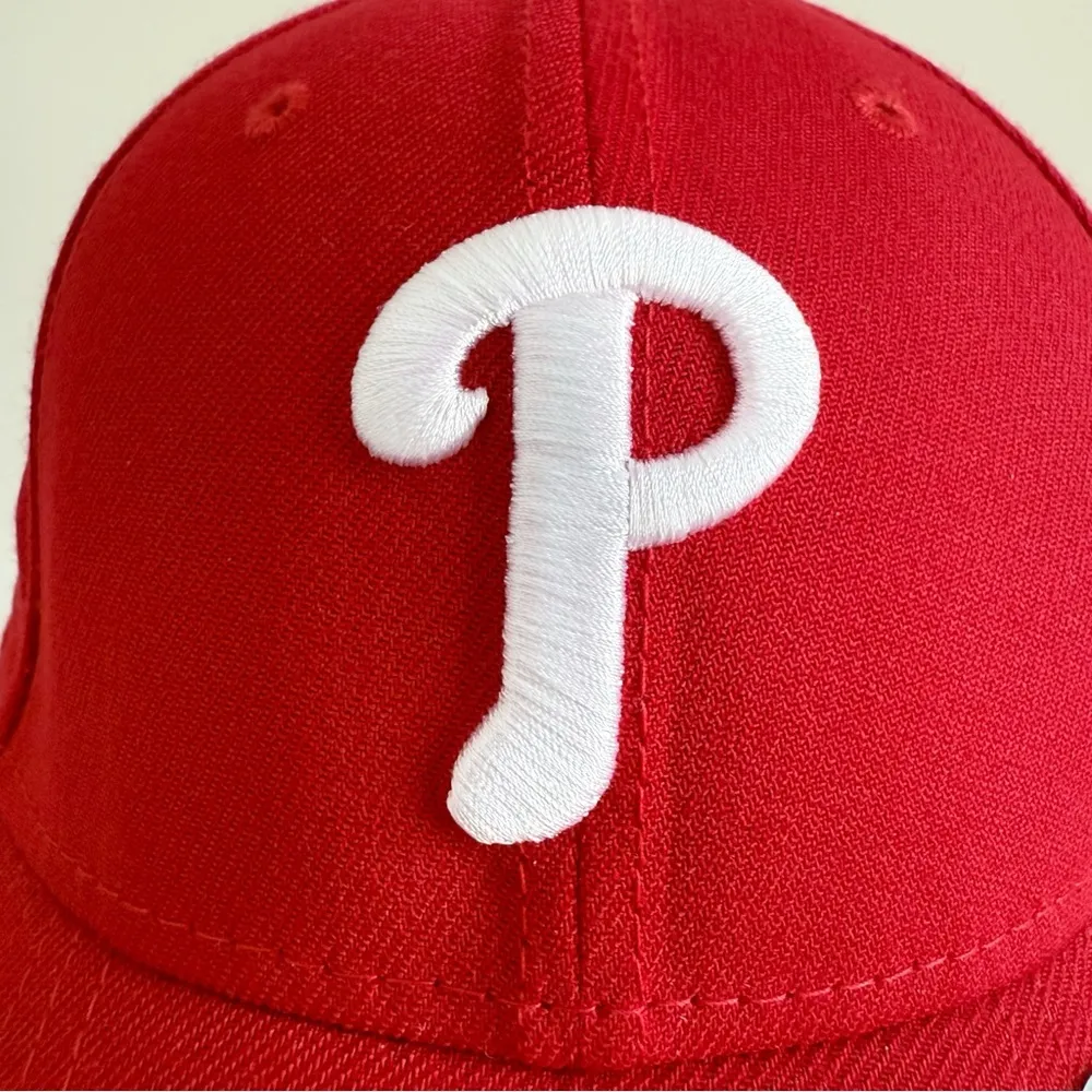 New Era Philadelphia Phillies Fitted Stretch Hat Size Small Medium Mens Womens Red - Image 4