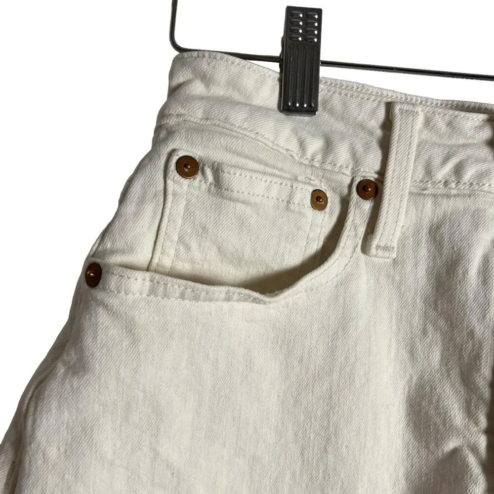 Madewell The Curvy Perfect Mid-Light Ecru White Denim Jean Shorts Size 25 - Image 8