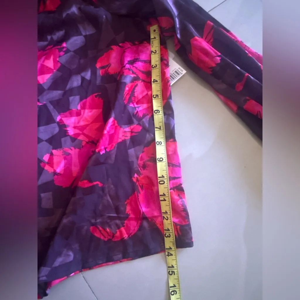 NINE WEST DRESS BLOUSE  HIGH NECK LONG SLEEVES PLUZ SIZE XXL Pink Floral - Image 10