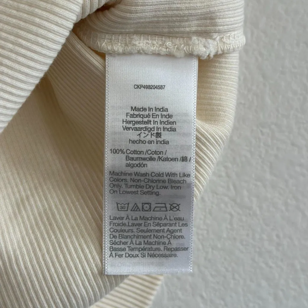 Madewell Garment-Dyed Ribbed Crewneck Pocket Tee in Vintage Ivory, Size Large - Image 7