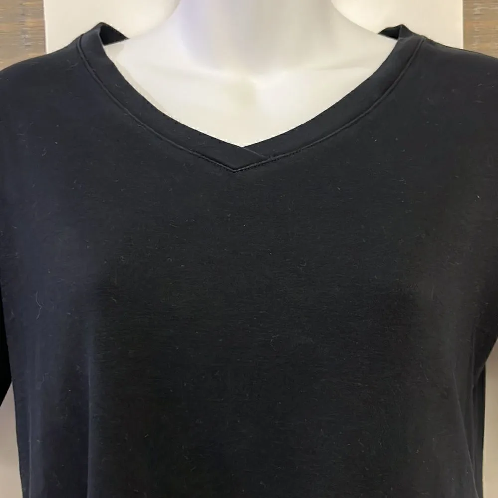 Isaac Mizrahi LIVE Black Pima Cotton Short Sleeve Fit and Flare T- Shirt- XS - Image 5