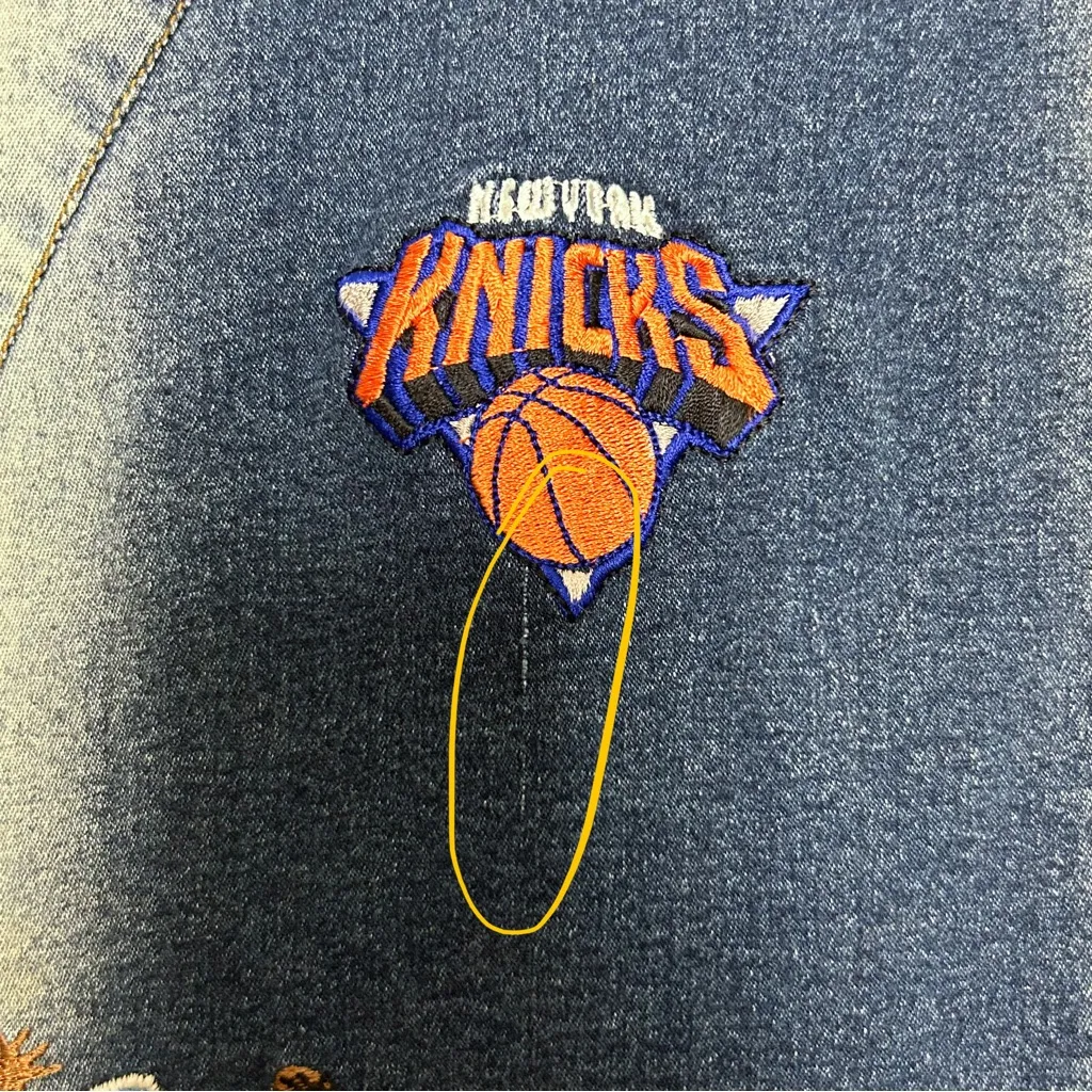 NBA Medium Wash Basketball Embroidered Denim Pencil Skirt 9 Knicks Nets Wizards - Image 11