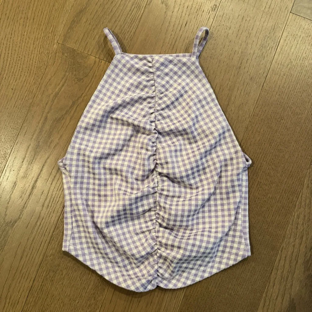 Zara Purple Gingham Ruched Tank - Image 2