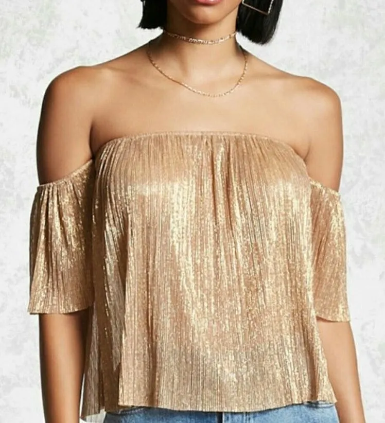 NWT Metallic Off The Shoulder Top - Image 2