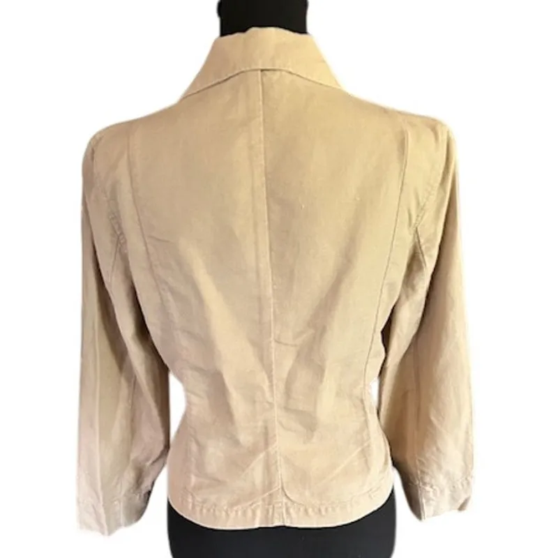 GAP Women’s Beige Linen Cotton Blazer Jacket Size 12 Y2K - Image 3