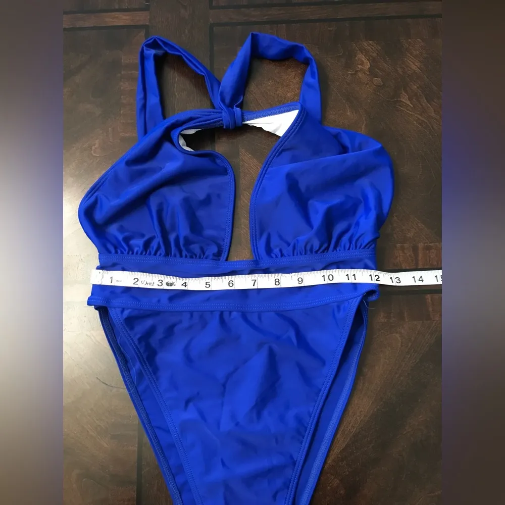 Blue One Piece Swimsuit Bathing Suit Sz L Size L - Image 7