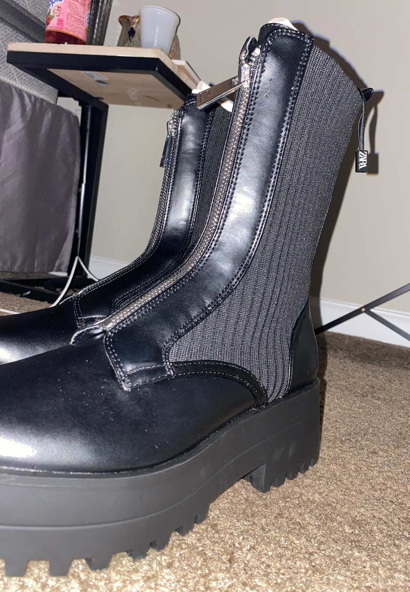 ZARA Leather Platform Combat Boot - Image 3