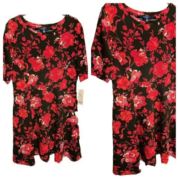 NWT APT. 9 Ladies Floral, Abstract, Bright Mid Sleeve Stretchy Dress SZ Large - Image 2