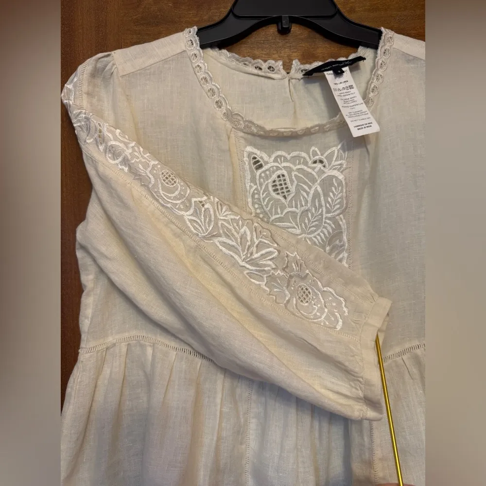 Isabel Marant Vtg Embroidered L/S Cream 100% Linen Blouse Top Size 3 (Lge) - Image 5