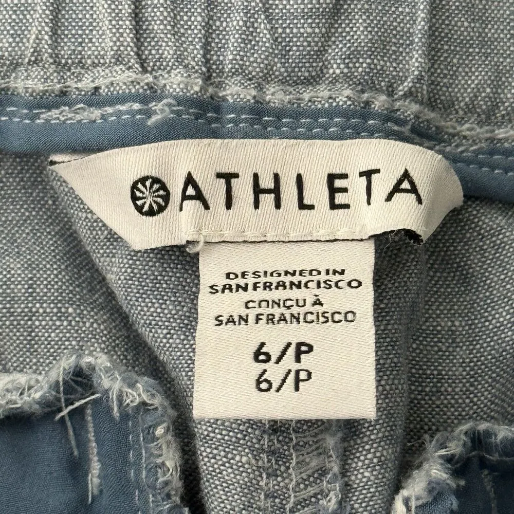 Athleta Pants Womens 6 Blue Cabo Linen Jogger Zippers Casual Lounge Athleisure - Image 6