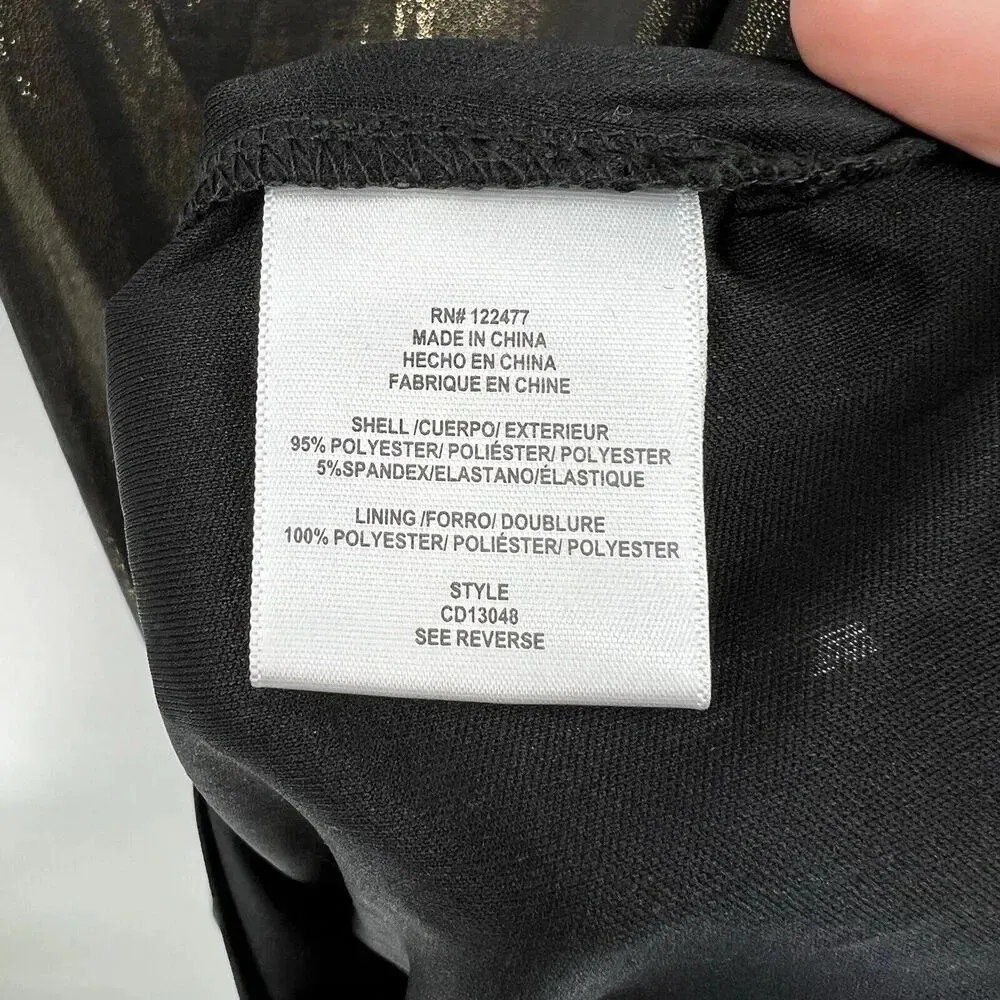 NSR Long Sleeves Metallic Midi Dress Gold Bronze Cut Out Cocktail‎ Size Medium - Image 10