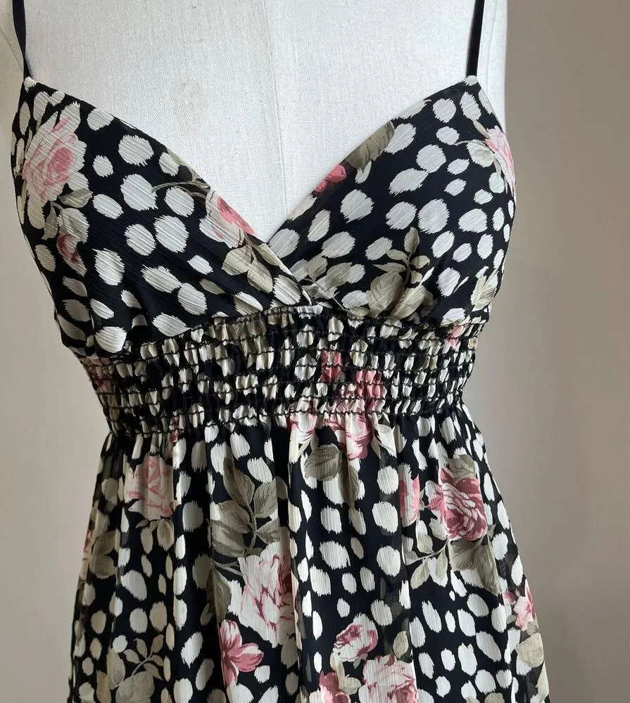 Y2K Papaya Polka Dot Floral Strappy Twee Mini Babydoll Mini Dress Size Small - Image 4