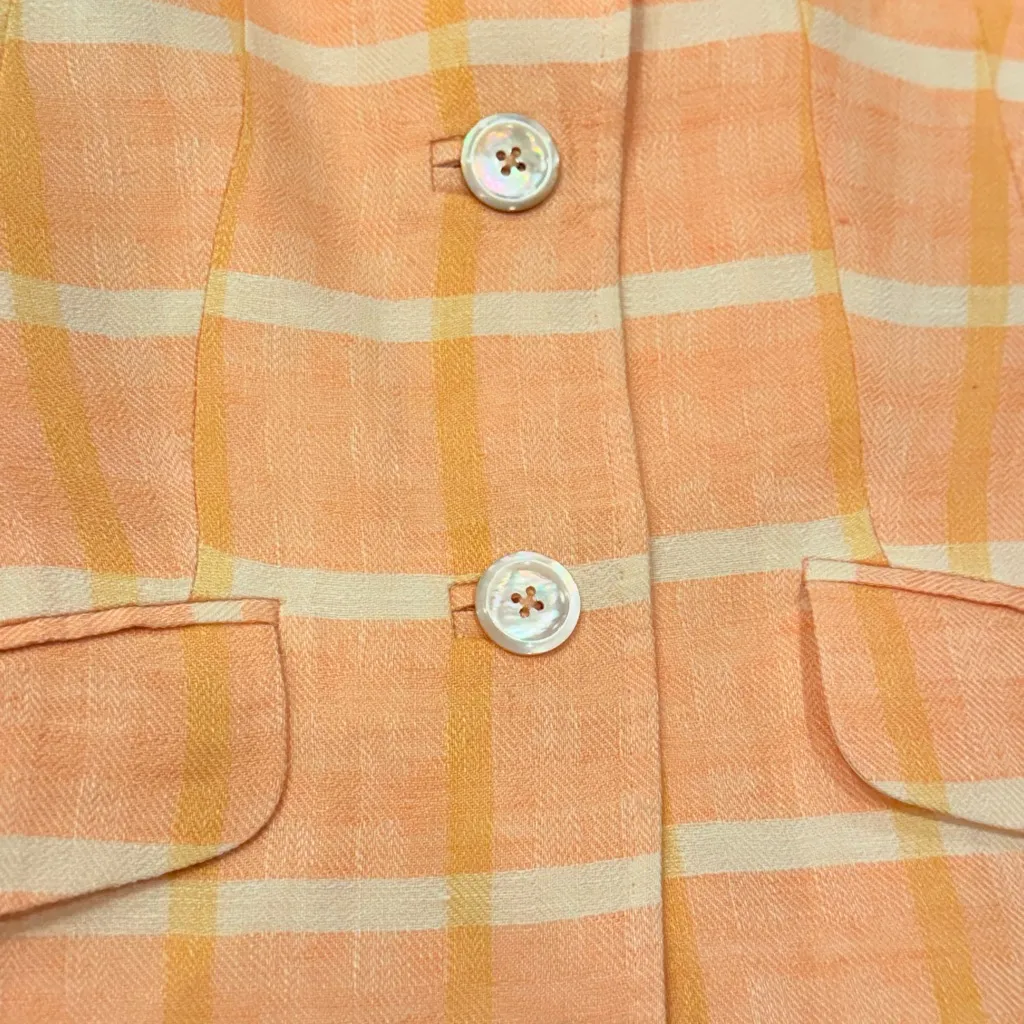 Brooks Brothers Linen Blazer – Peach Plaid, Size 6 - Image 3