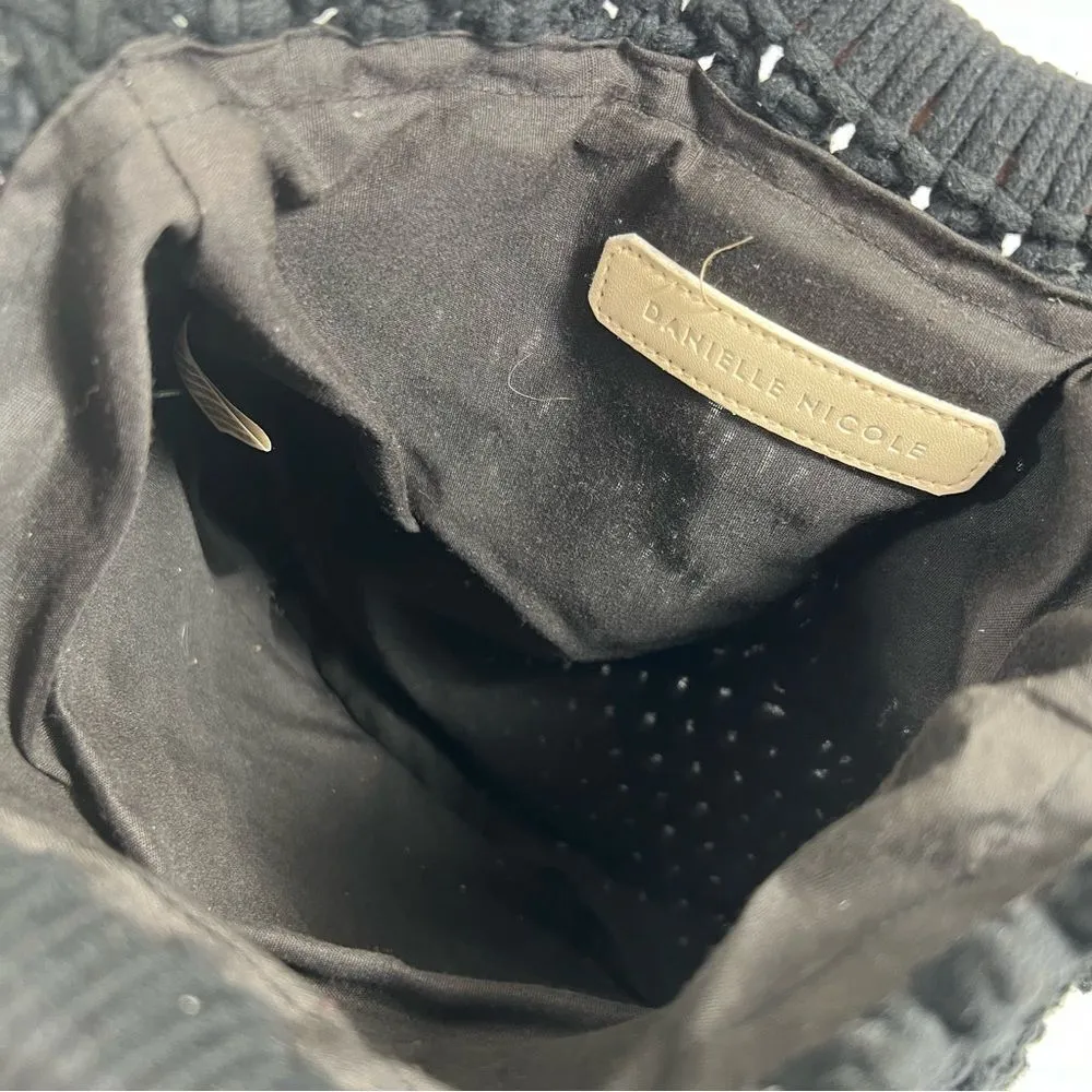 Danielle Nicole Macrame Handbag Black Fringe - Image 6