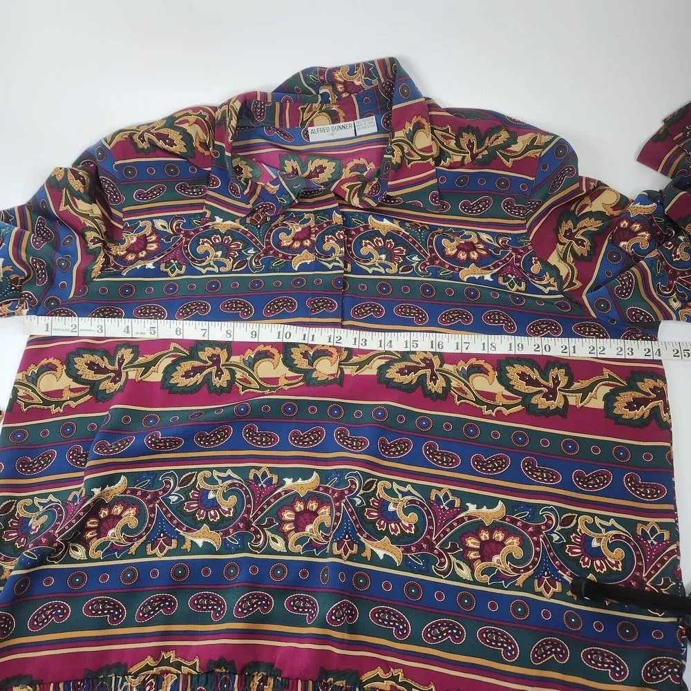 Alfred Dunner Top Womens 18 Paisley Floral Vtg Pullover Bomber Blouse 80s Shirt - Image 6