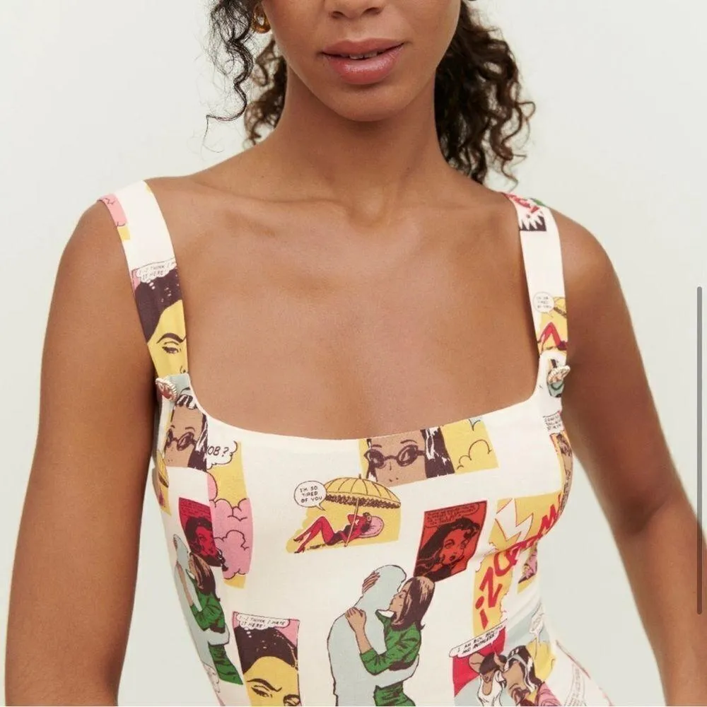 Reformation Jeans Davies Dress Comicbook  Print Mini 4 - Image 3