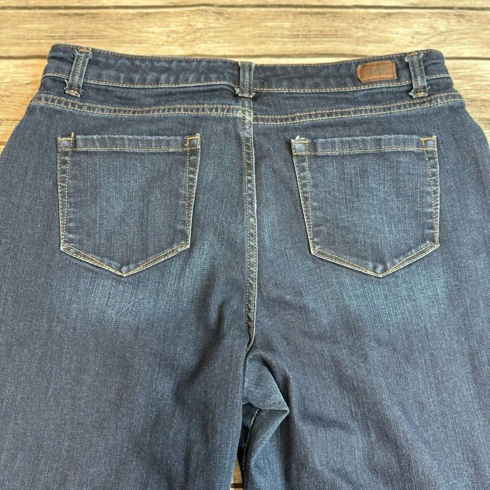 Lee Women's Classic Fit Straight Leg Jeans Dark Blue Heavy Denim 32 Mid Rise Zip - Image 6