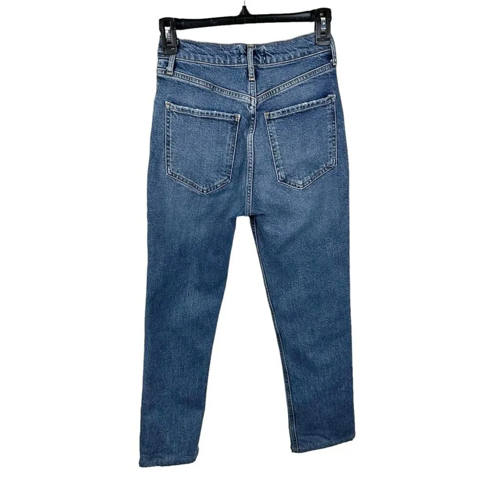 AGOLDE Riley Crop High Rise Straight Leg Blue Jeans A056D-1255 Size 25 - Image 3