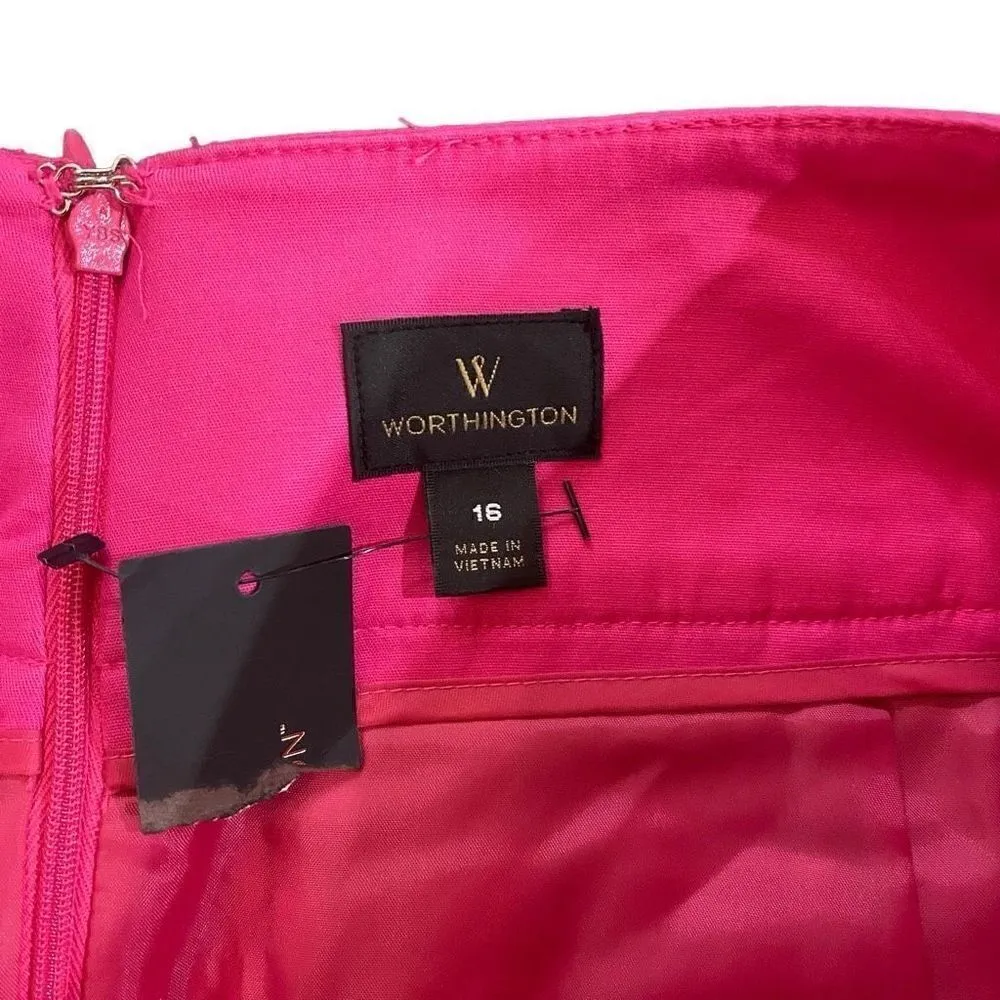 Worthington NEW plus size 16 hot pink Aline skirt - Image 3