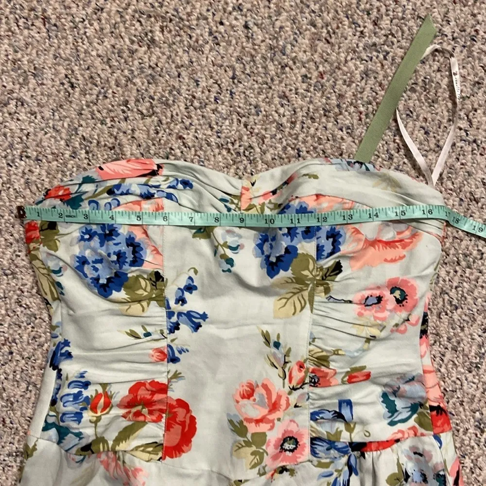 Nanette Lepore Size 4 Belle Fleur Strapless Floral Dress Tie Pockets Linen Silk - Image 12