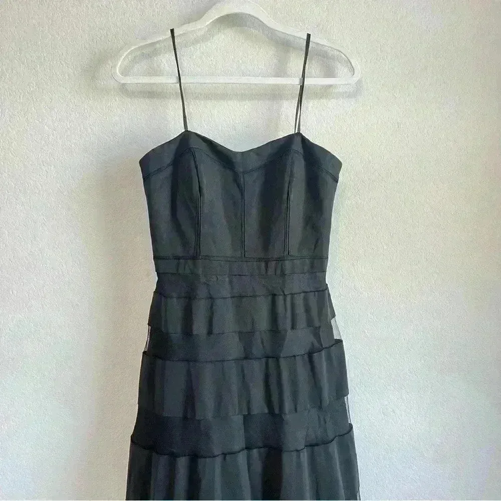 Aidan Mattox Women's Organza Black Sheer Illusion Lined‎ Gown Dress Size 8 - Image 3
