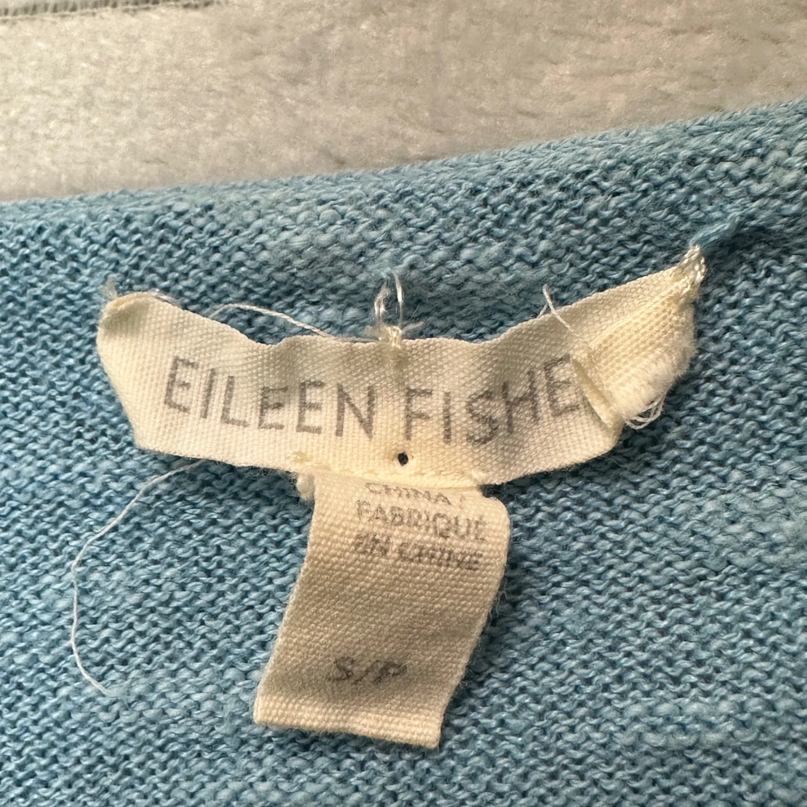 Eileen Fisher Womens Boxy Linen Cotton Knit Top PS Blue Sustainable Hygge Luxe - Image 3