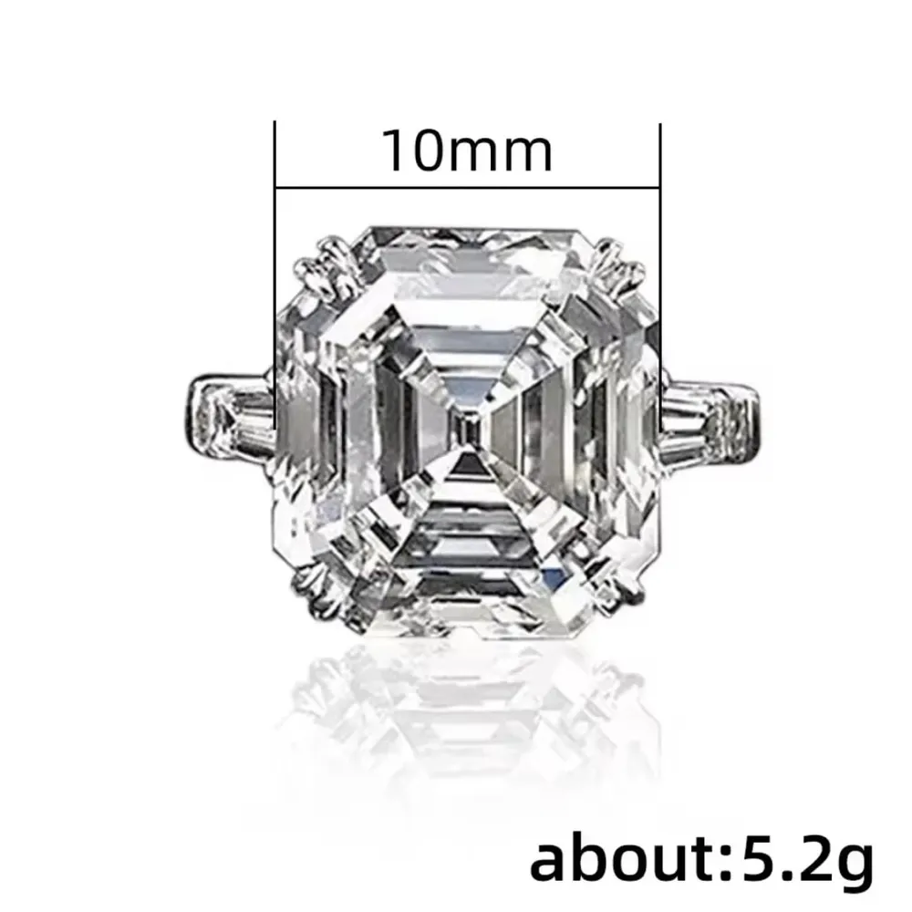 NEW Women's 5Ct‎ Asscher Cut Platinum Plated .925 Synthetic Diamond Ring, Size 9 - Image 8