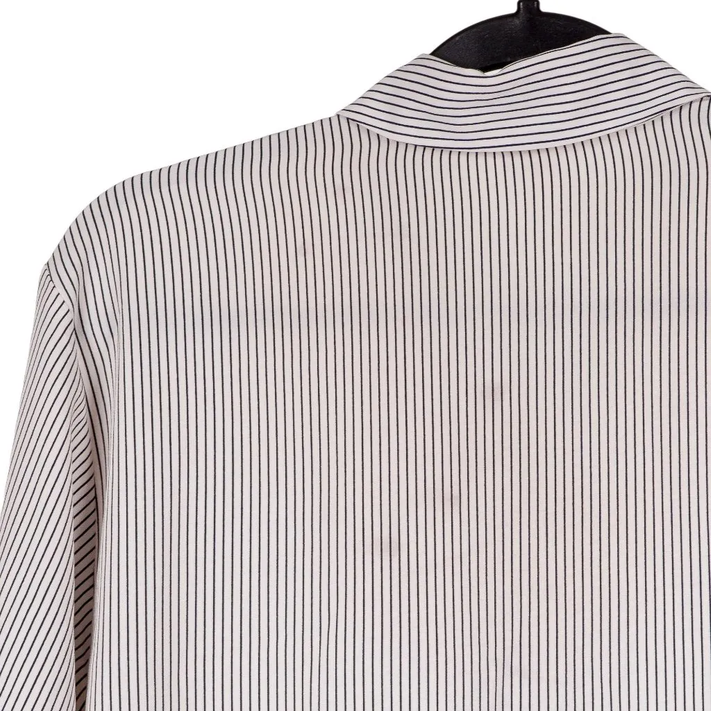 Josephine Chaus Blouse 14 Button Up Vertical Striped Black White Shirt Career - Image 7