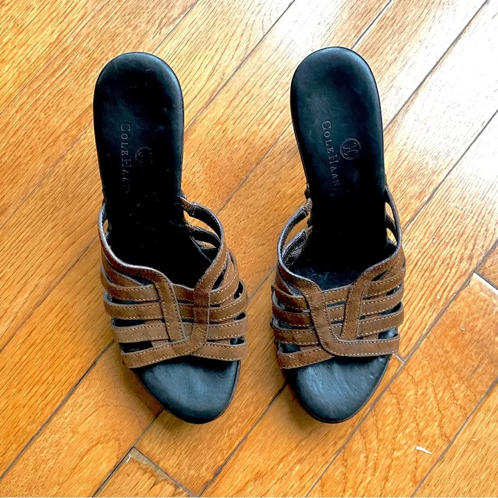 Cole Haan Clio Suede Designer Strappy Platform Heels - Image 8