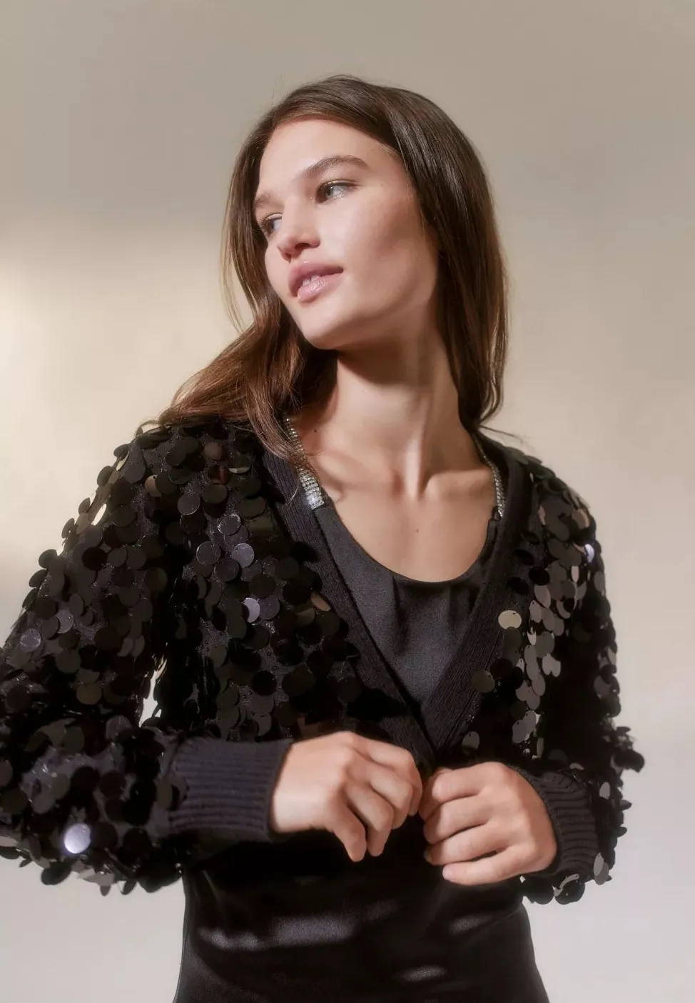 NWT Urban Outfitters UO Womens Disco Party Iris Sequin Crop‎ Cardigan Sweater XS - Image 1