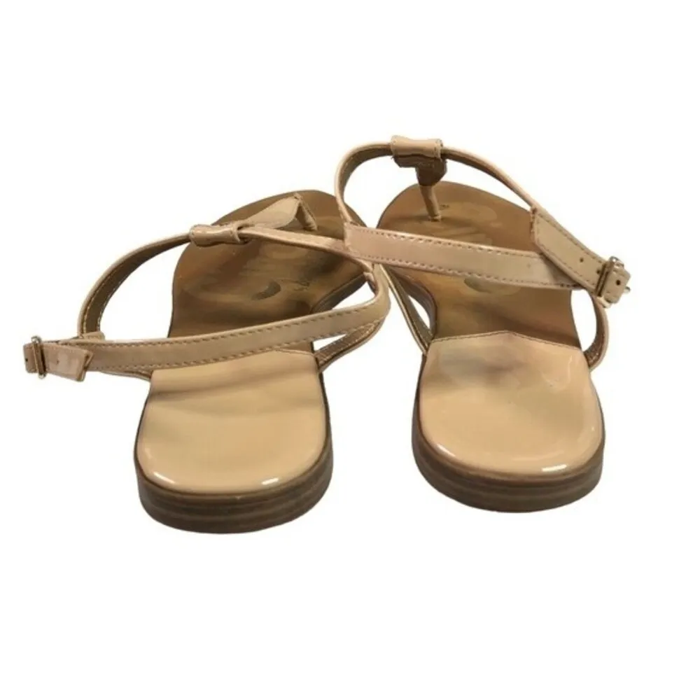 Circus By Sam Edelman Cayden Nude Patent Faux Leather Thong Strap Sandals. - Image 5