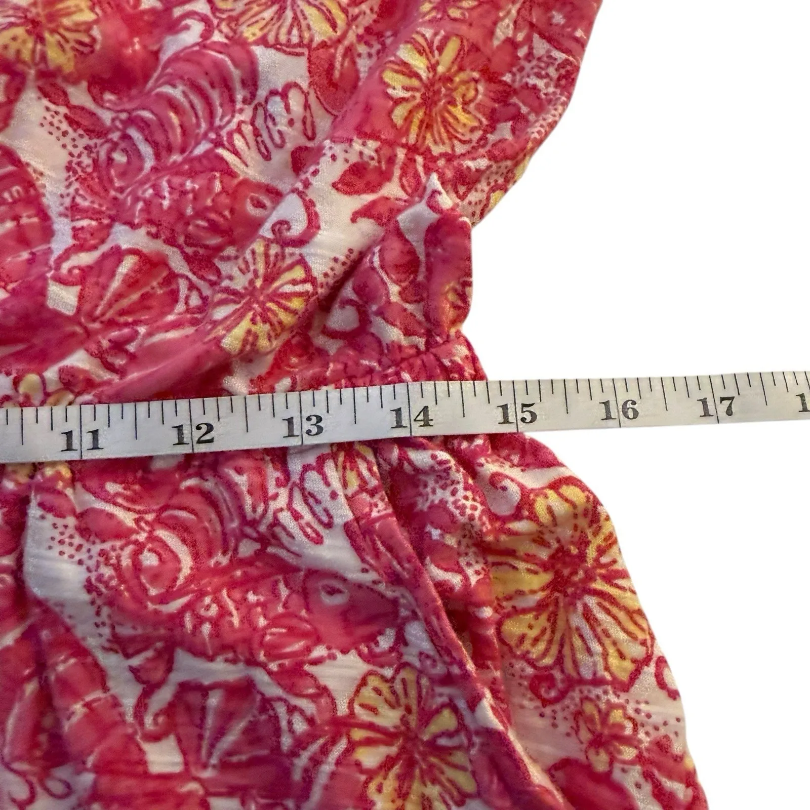 Lilly Pulitzer Pink Orange White Kori Dress Chum Bucket Print Large Preppy Beach - Image 10