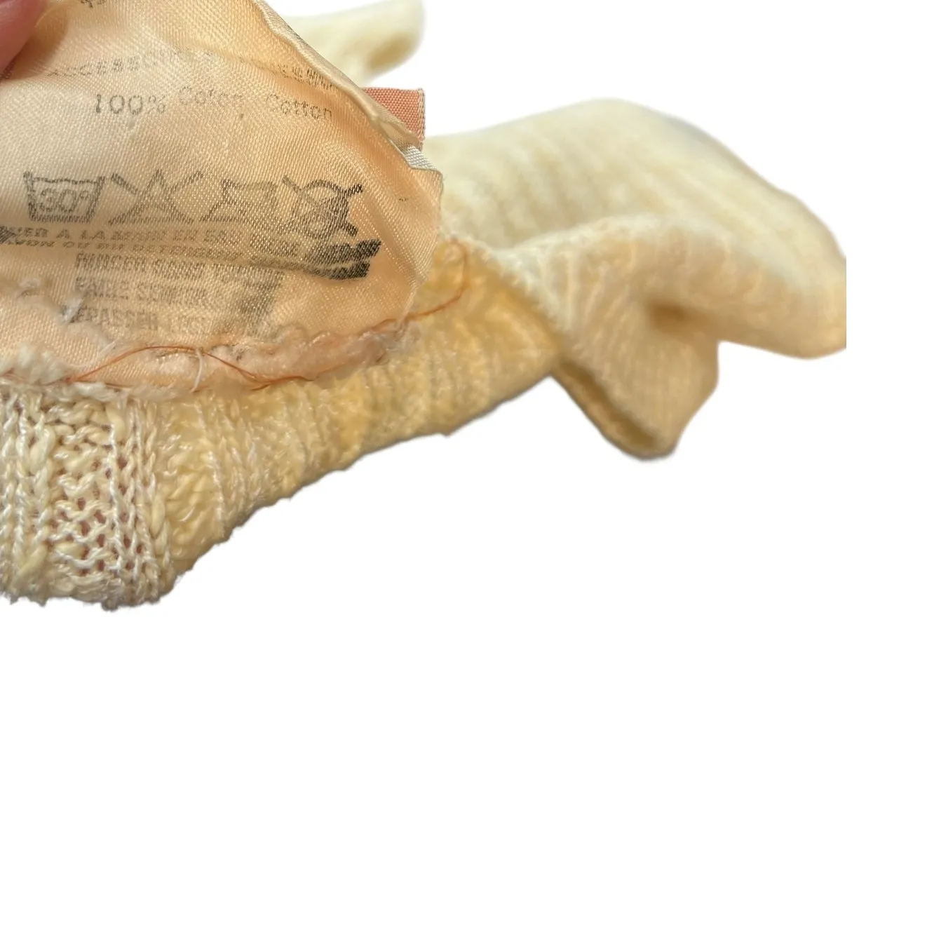 Courreges Vintage Sweater‎ Short Sleeve Ribbed Knit Logo Beige Cream Size 0 XS Yellow - Image 12